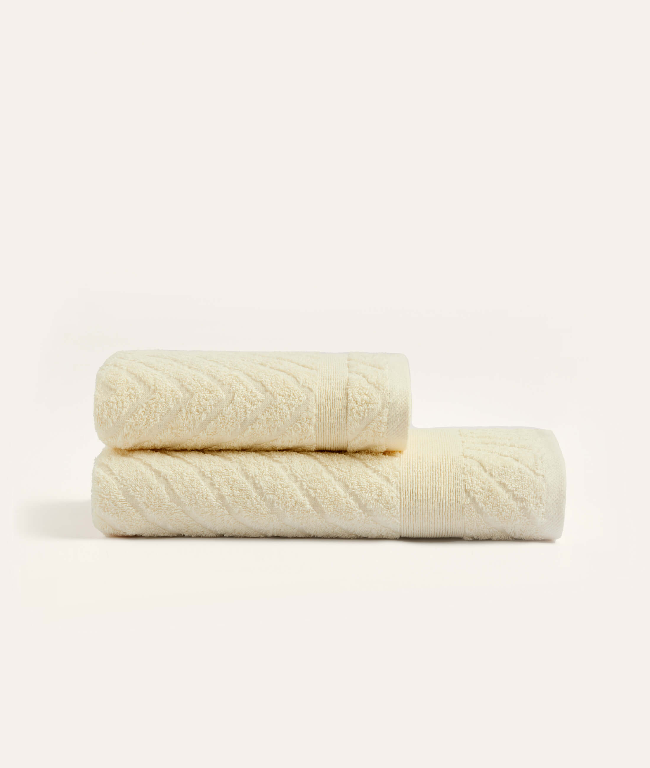 Lycian Jacquard Border Cream 2 Pcs Towel Set Herringbone 1029A