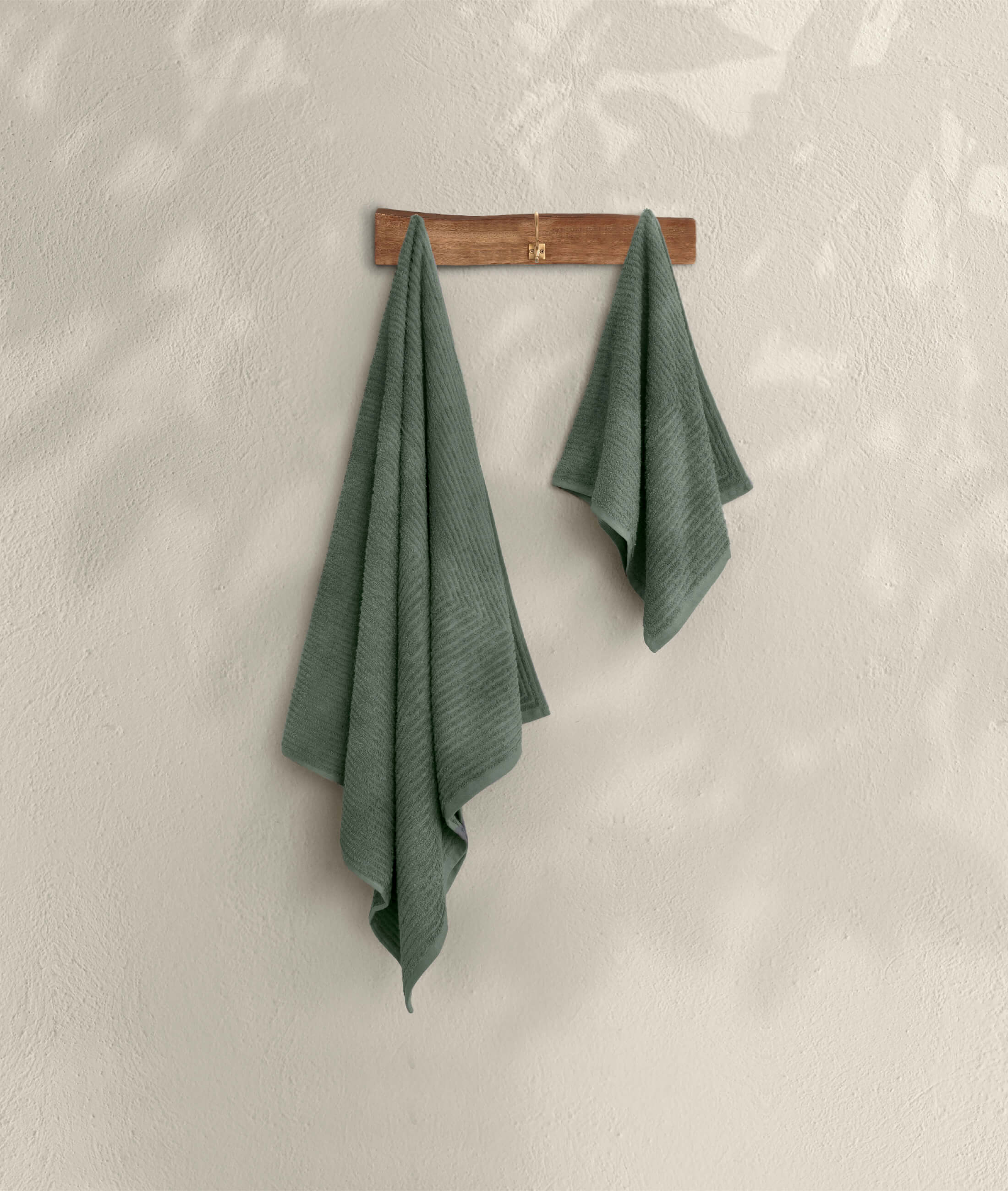 Lycian Jacquard Straight Lined Green Towel Set of 2 1034A