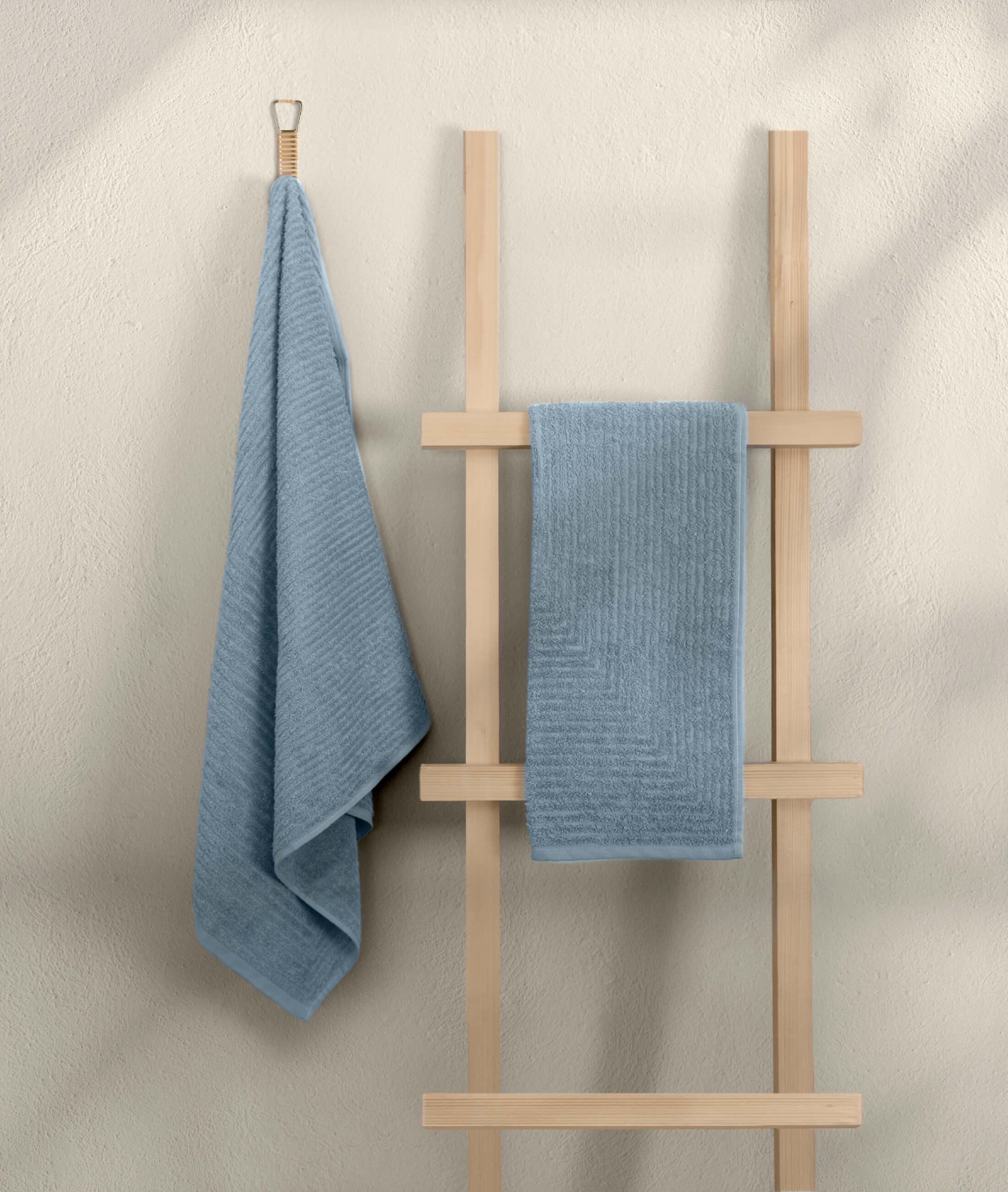 Lycian Jacquard Straight Lined Blue Towel Set of 2 1035A