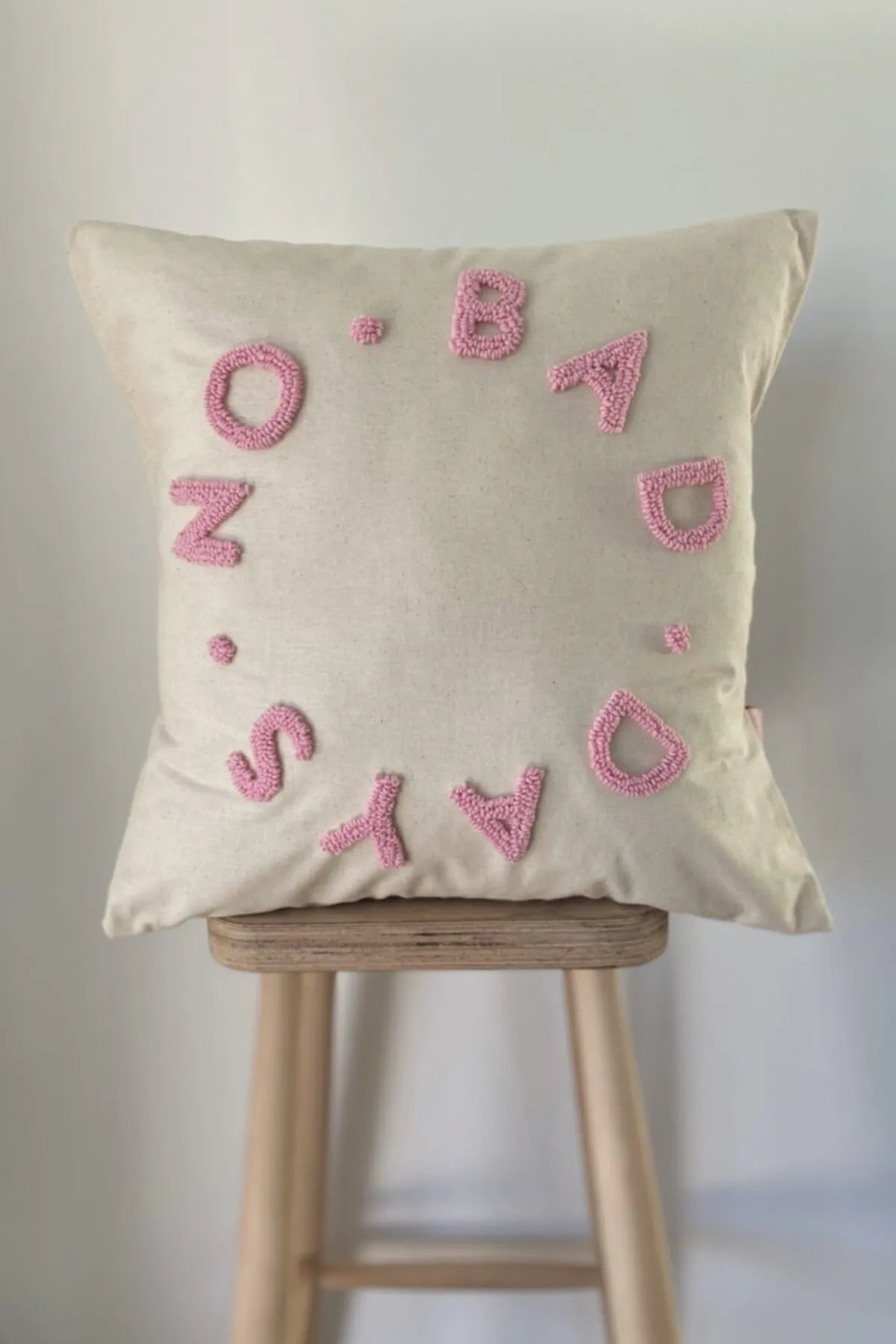 No Bad Days Washed Linen Motto Pink Punch Cushion Pillow Cover