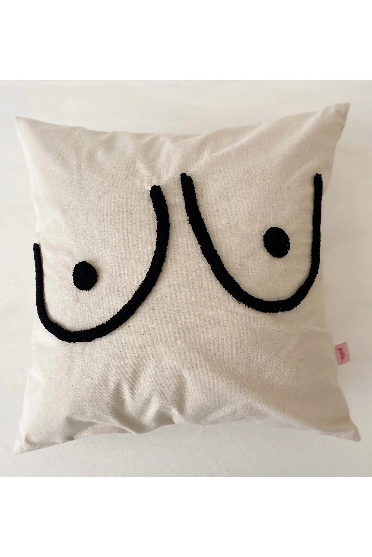 Boobs Washed Linen Punch Throw Pillow Cover