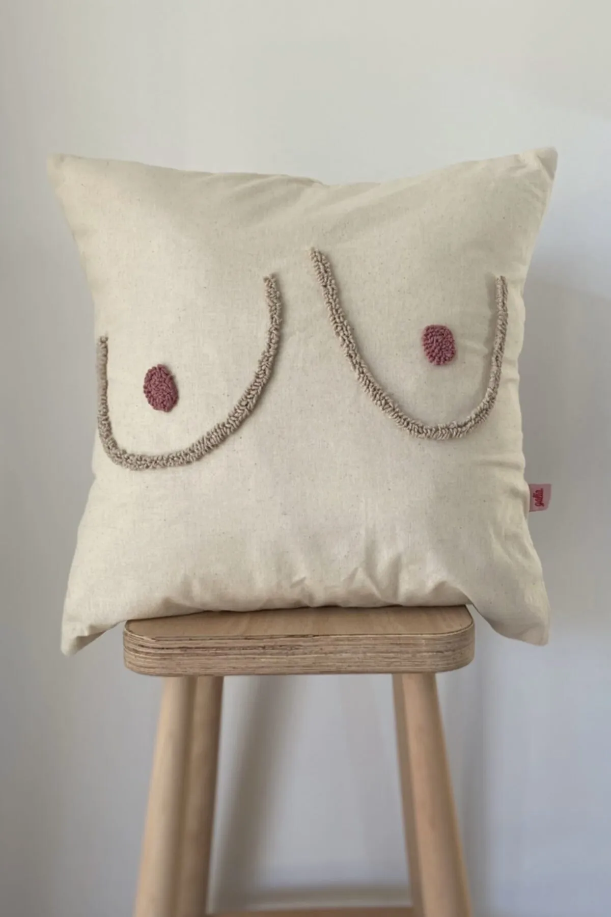 Boobs Washed Linen Colored Punch Throw Pillow Cover