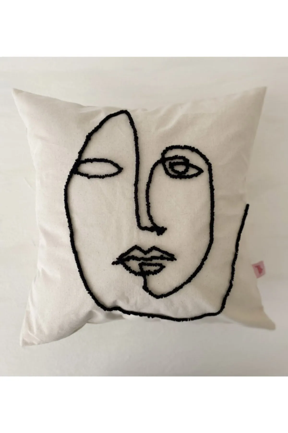 Mija Washed Linen One Line Art Punch Throw Pillow Cover