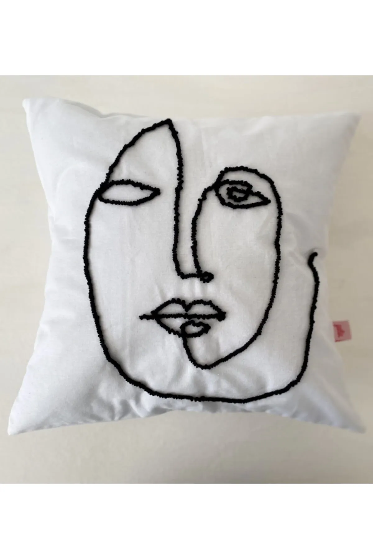 Mija One Line Art Punch Cushion Pillow Cover White