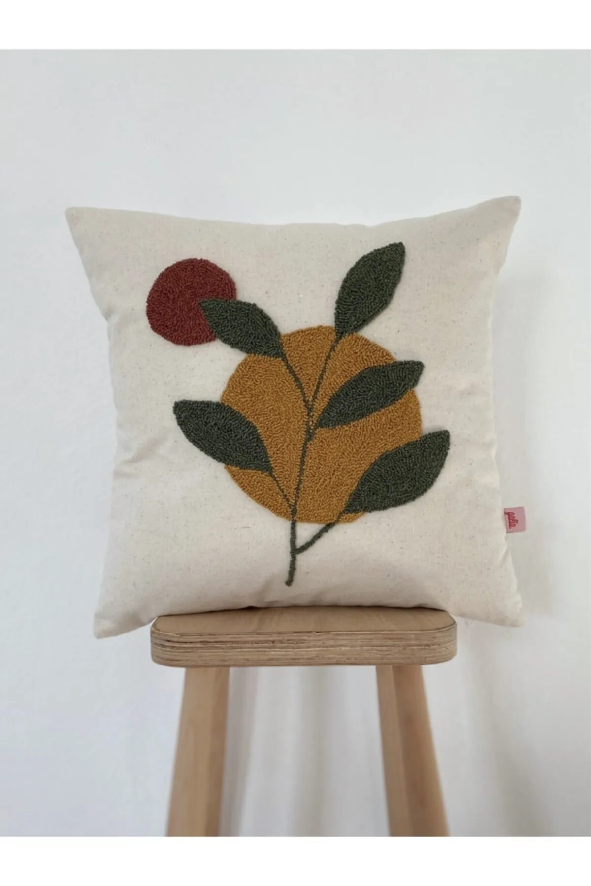 Nature Themed Washed Linen Punch Cushion Cover