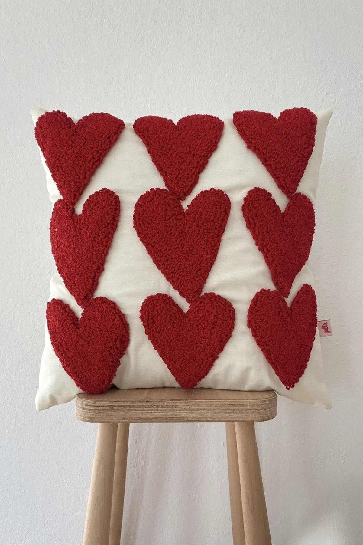 Red Heart Punch Cushion Pillow Cover