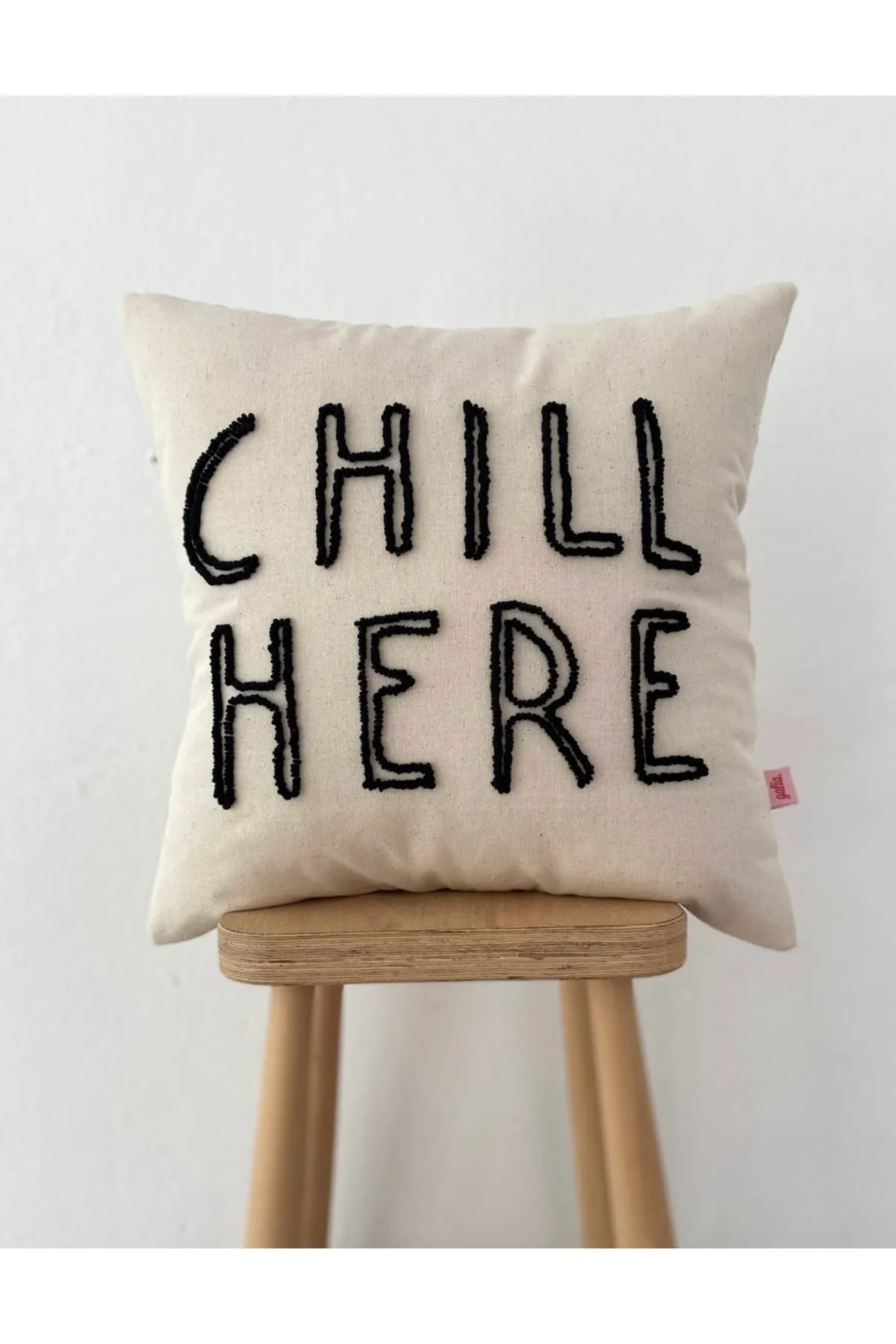 Chill Here Washed Linen Motto Punch Cushion Pillow Cover