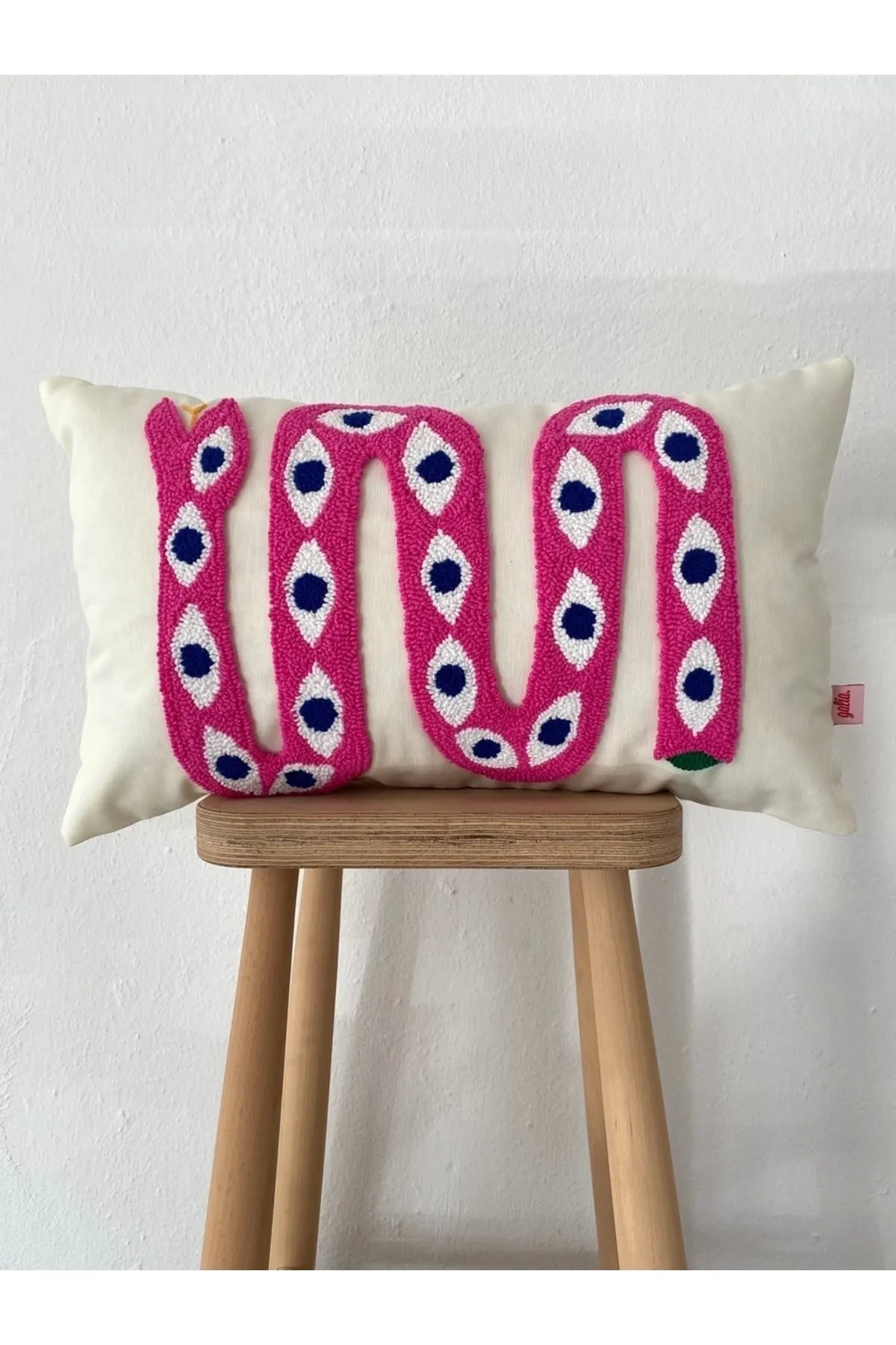 Pink Snake And Eye Shaped Punch Cushion Pillow Cover