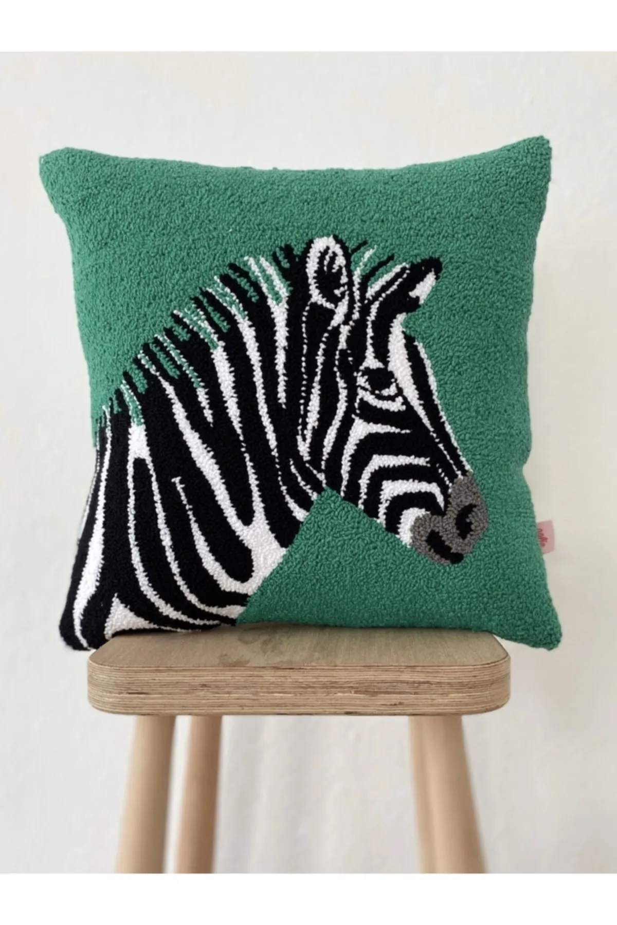 Green Zebra Figured Punch Cushion Cover