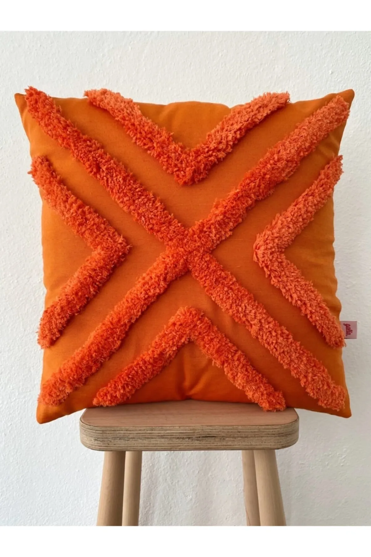 Orange Striped Feather Punch Throw Pillow Cover