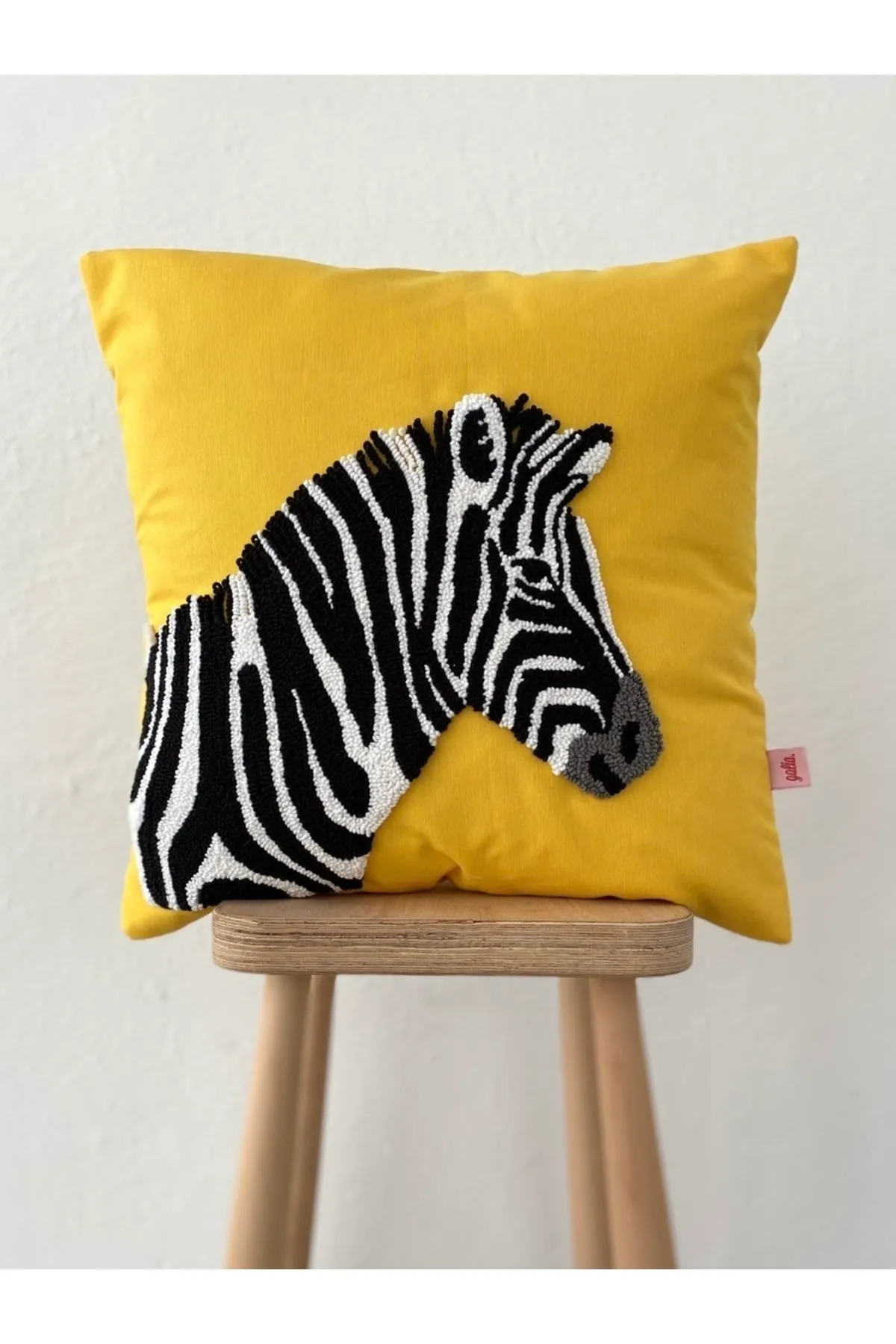 Yellow Zebra Figured Punch Cushion Pillow Cover
