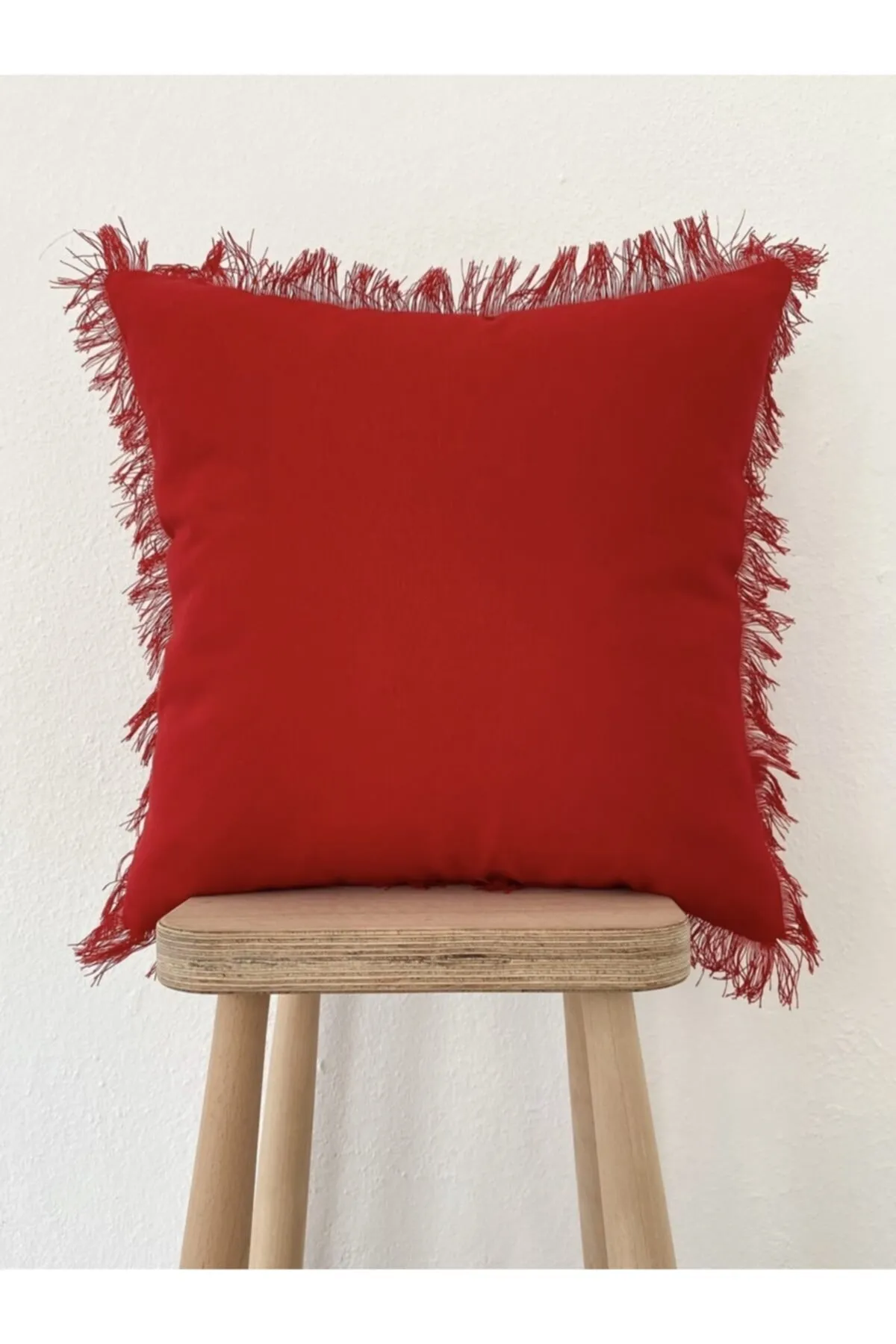 Red Tasseled Cushion Pillow Cover
