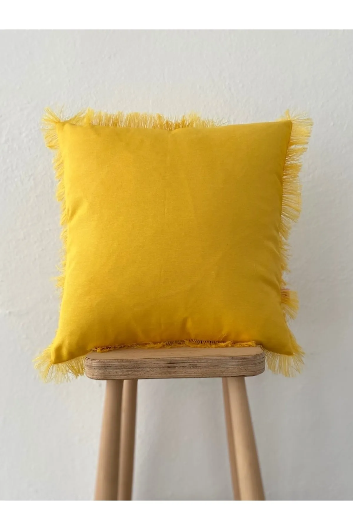 Yellow Tasseled Cushion Pillow Cover