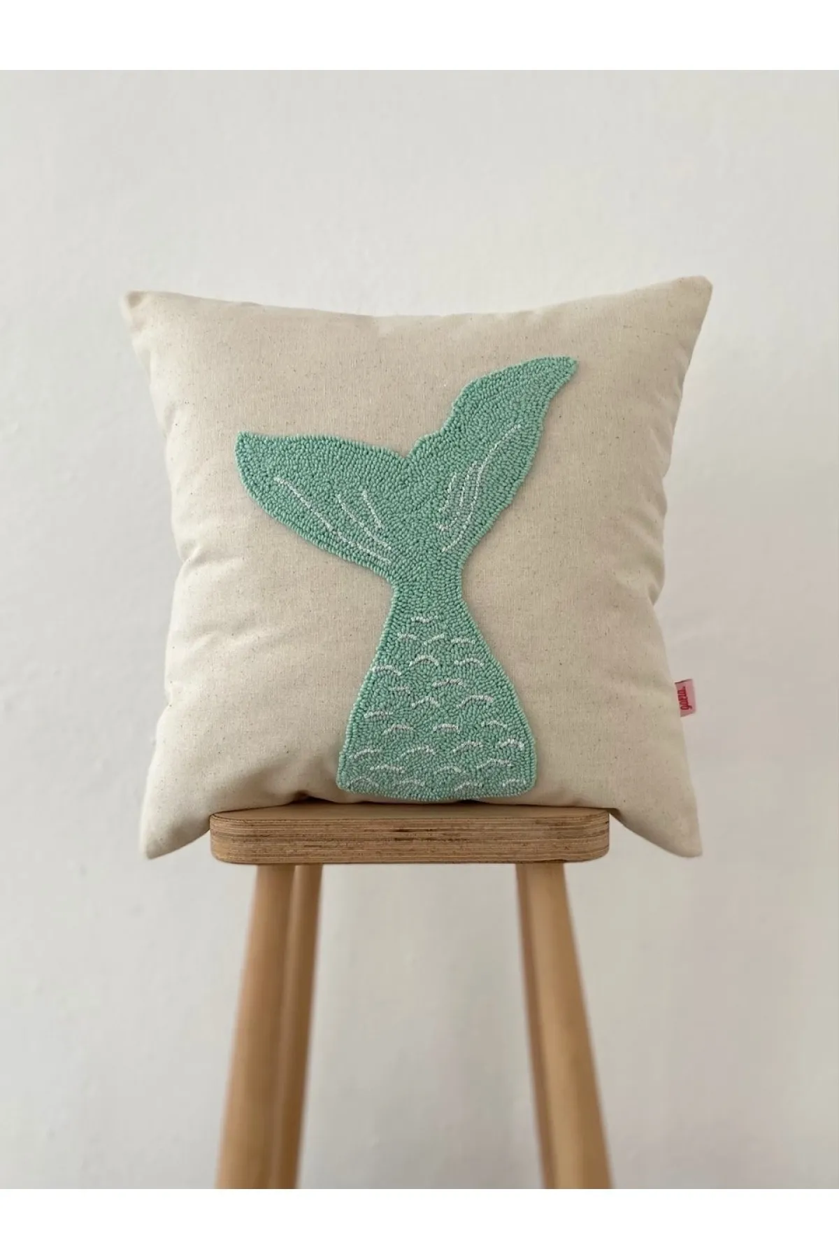 Marin Series Mermaid Washed Linen Punch Throw Pillow Cover