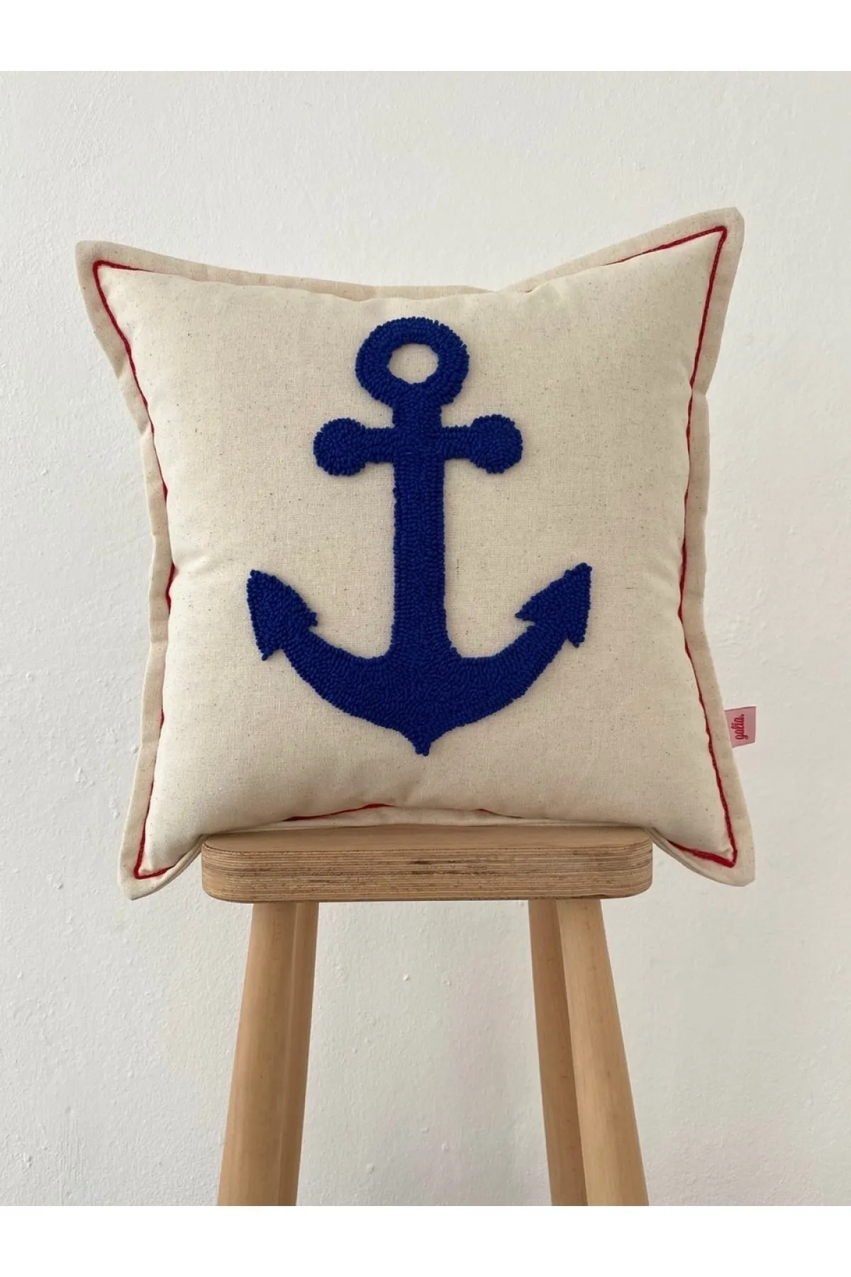 Marine Series Anchor Washed Linen Punch Cushion Pillow Cover