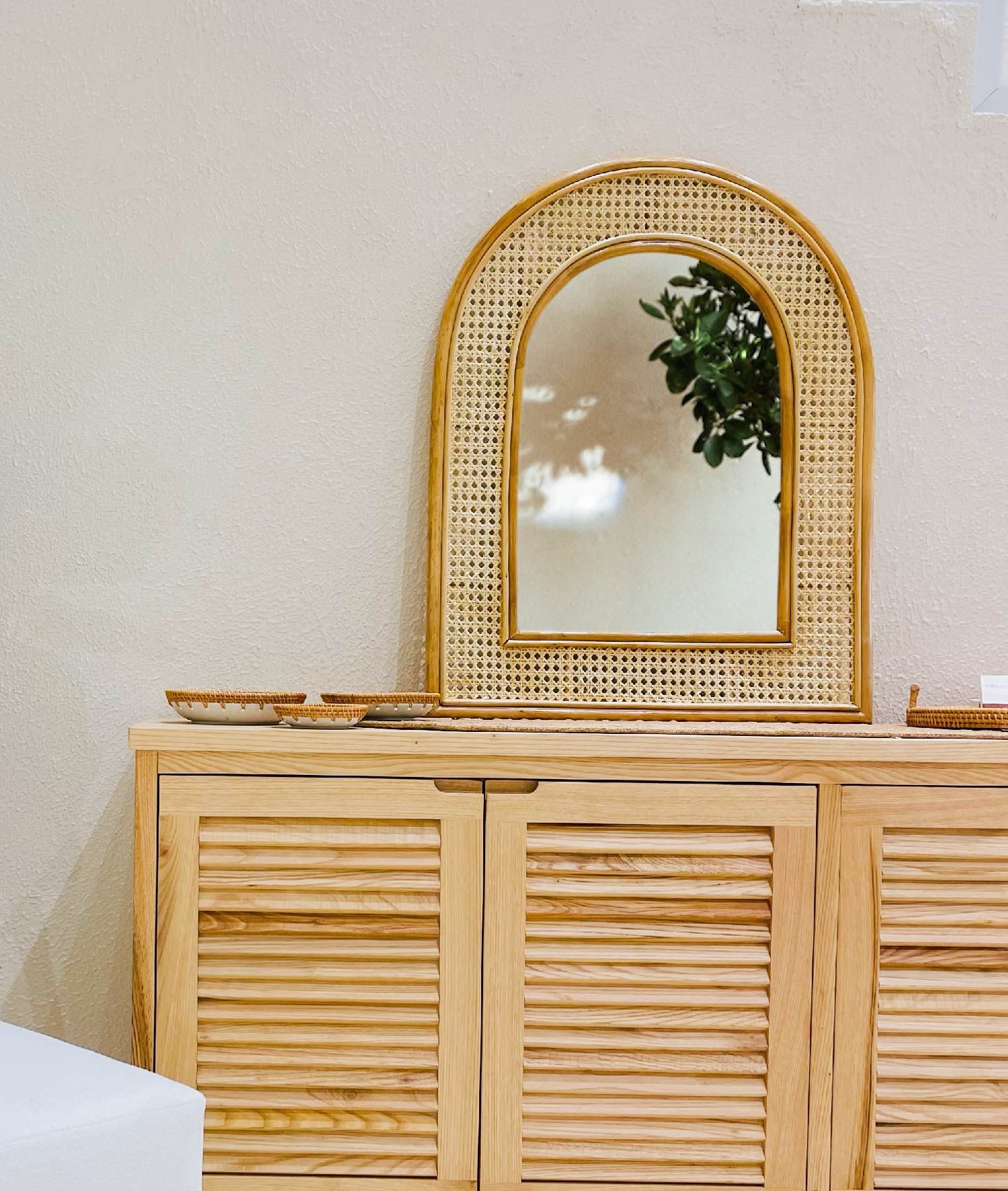 Meander Rattan Decorative Handmade Mirror Frame 90x72