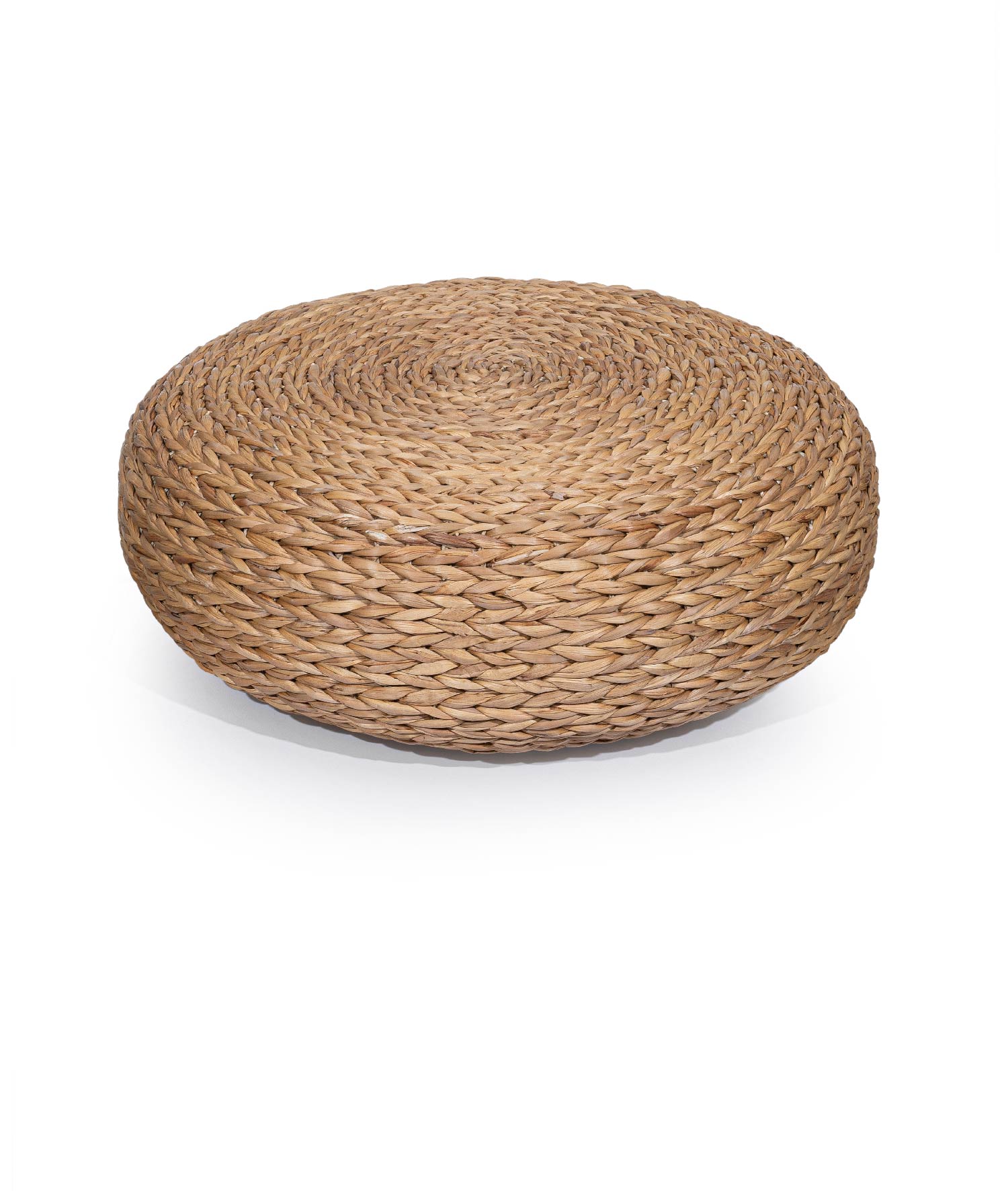 Meander Water Hyacinth Jute Straw Hand Knitted Pouf Cushion 50x15cm