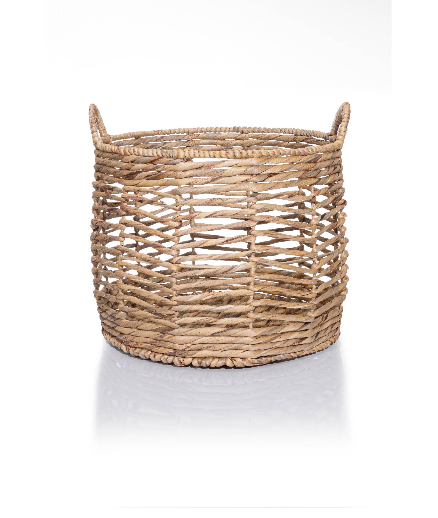 Meander Hand Knitted Water Hyacinth Decorative Multi-Purpose Basket with Handle 39x31cm