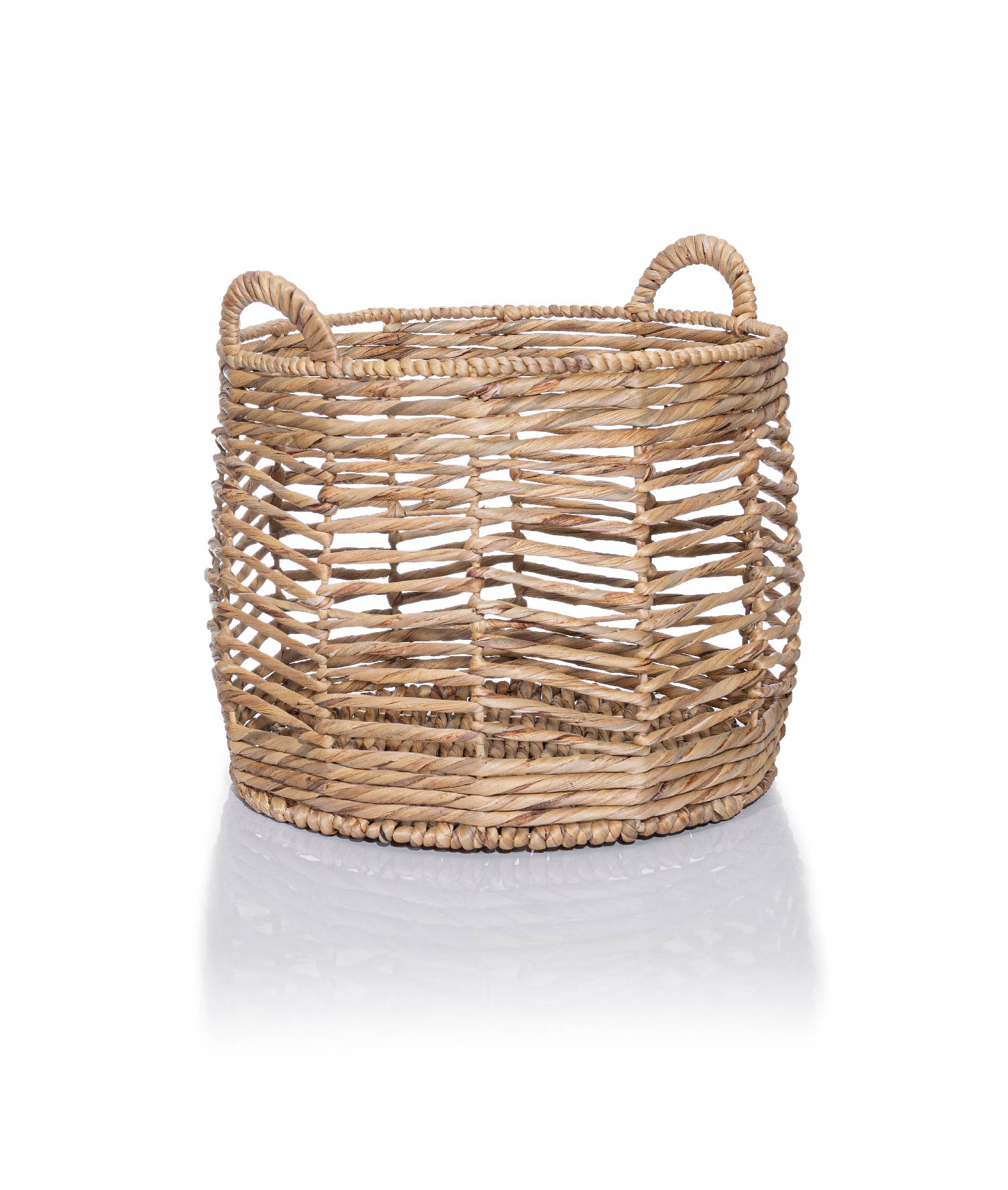 Meander Hand Knitted Water Hyacinth Decorative Multi-Purpose Basket with Handle 39x31cm