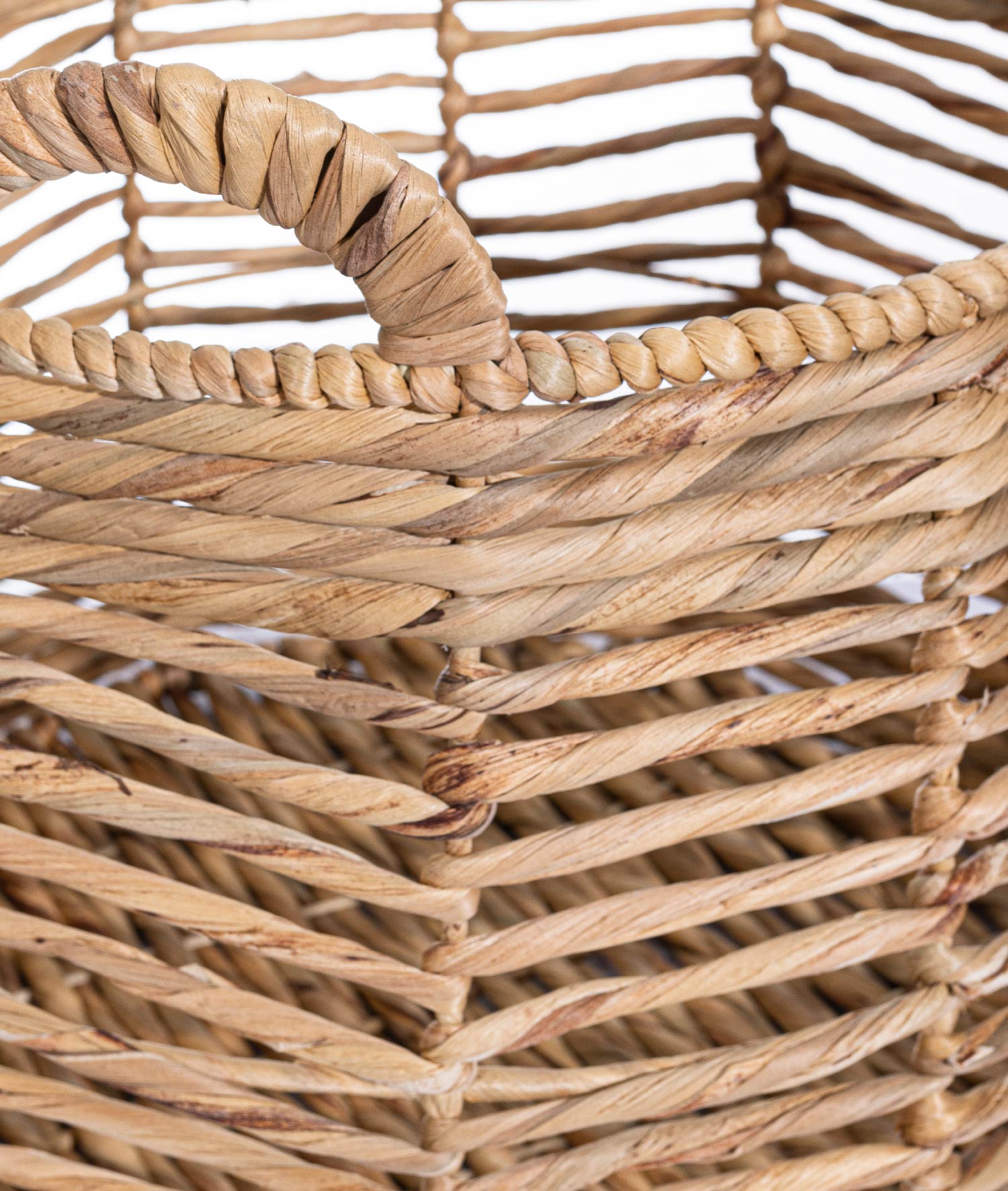 Meander Hand Knitted Water Hyacinth Decorative Multi-Purpose Basket with Handle 39x31cm