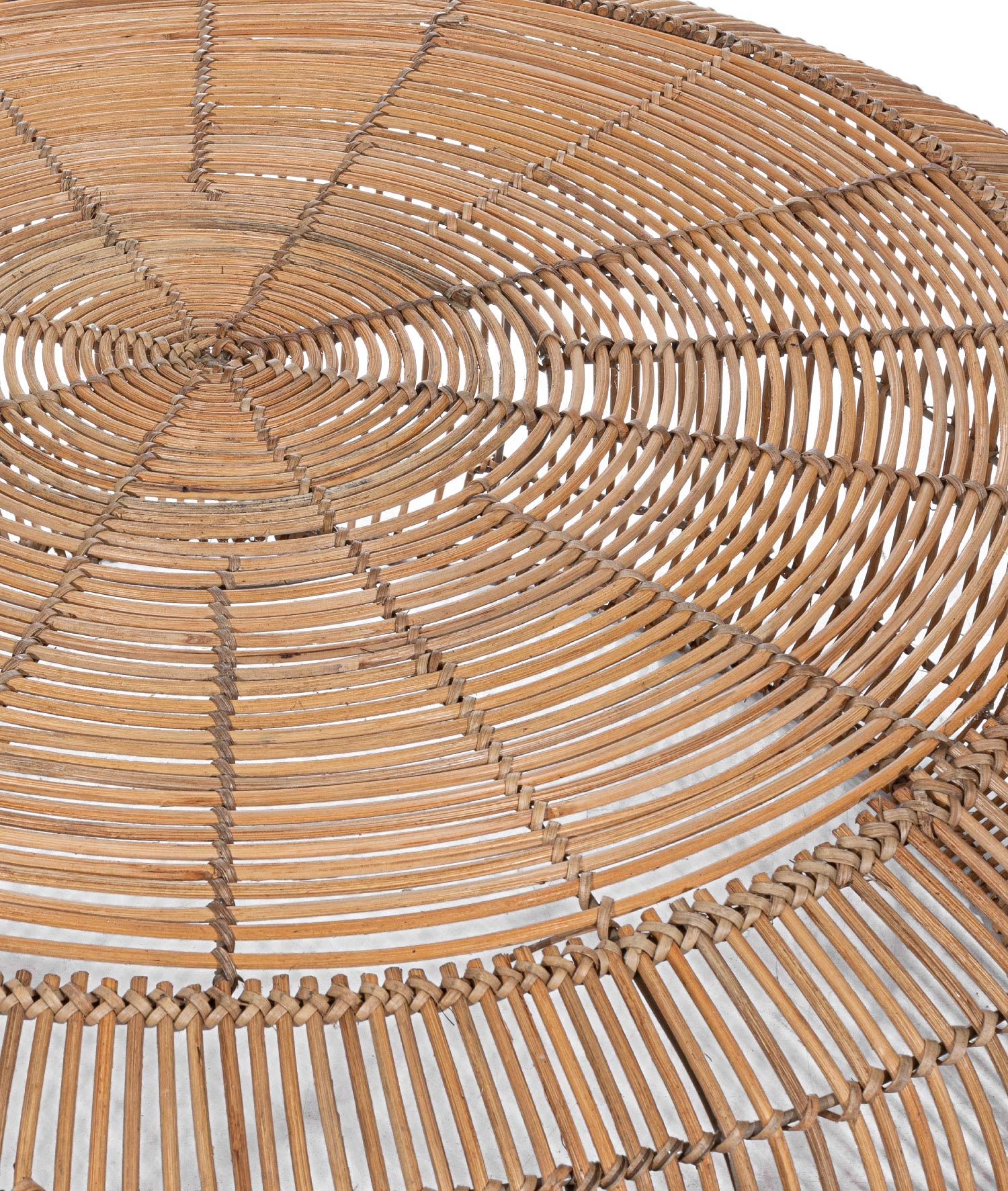 Meander Natural Handmade Decorative Rattan Round Coffee Table 90x40