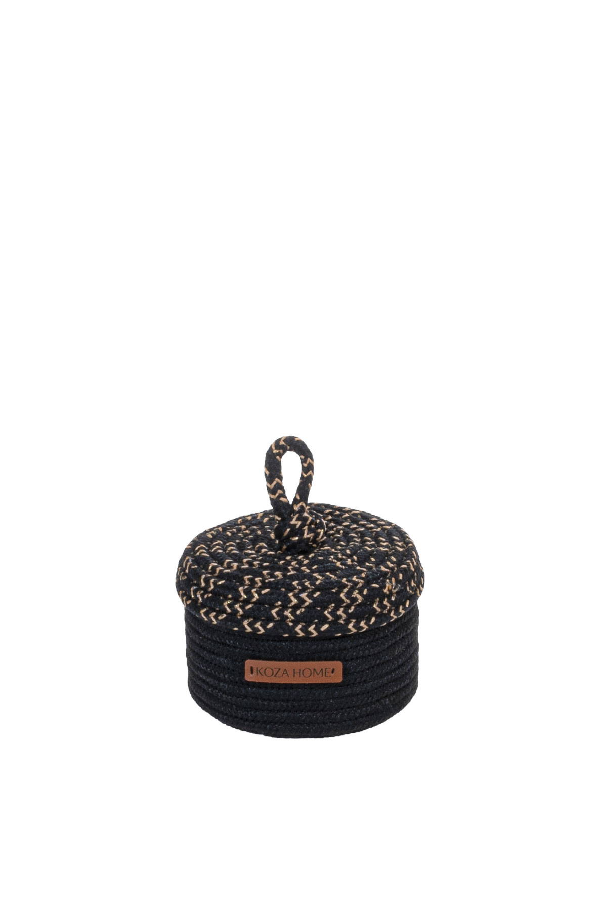 Cesta Handmade Cotton Black Wicker Decorative Basket With Lid 15cm