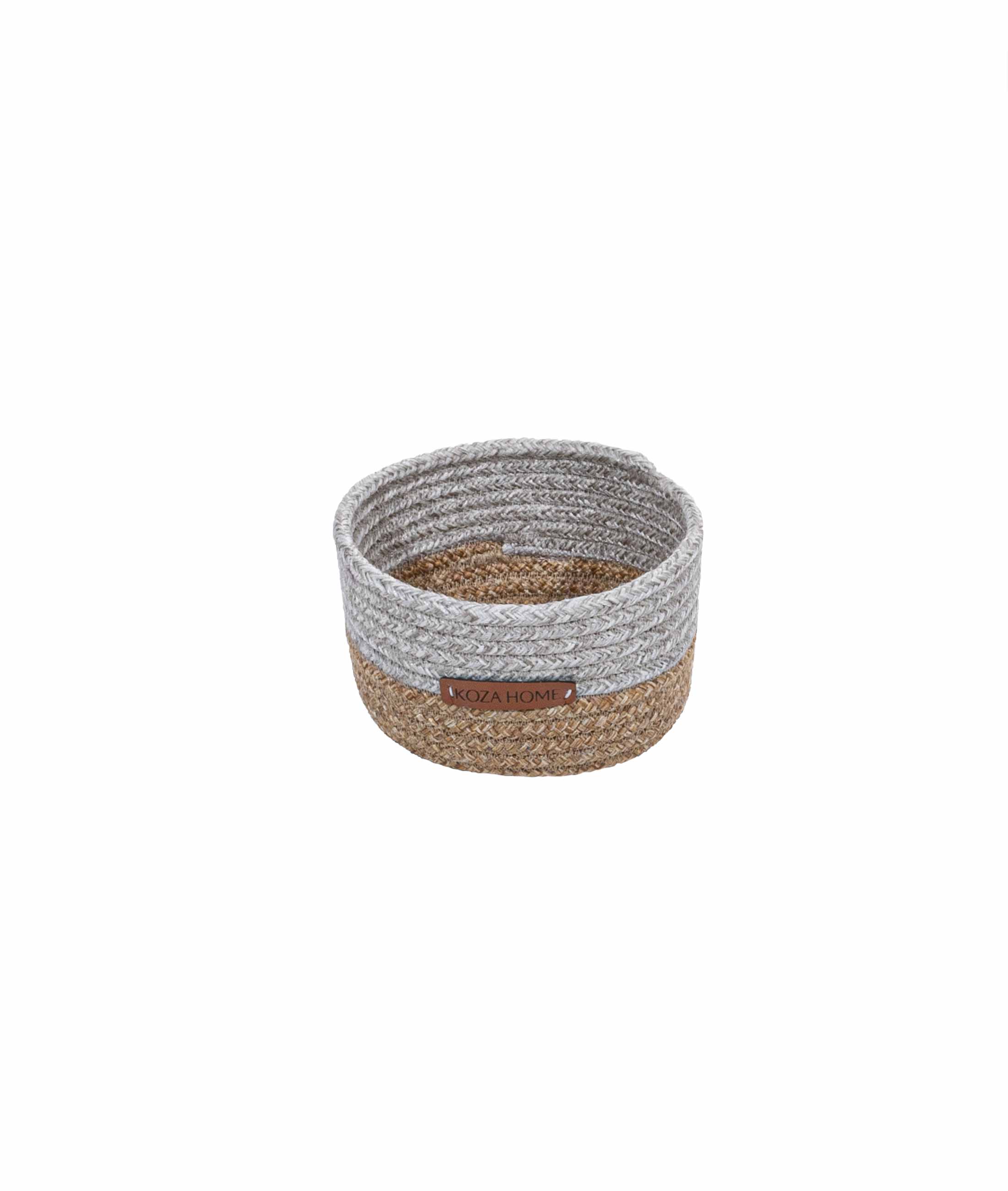 Cesta Handmade Cotton Natural Gray Wicker Decorative Basket With Handle 15cm