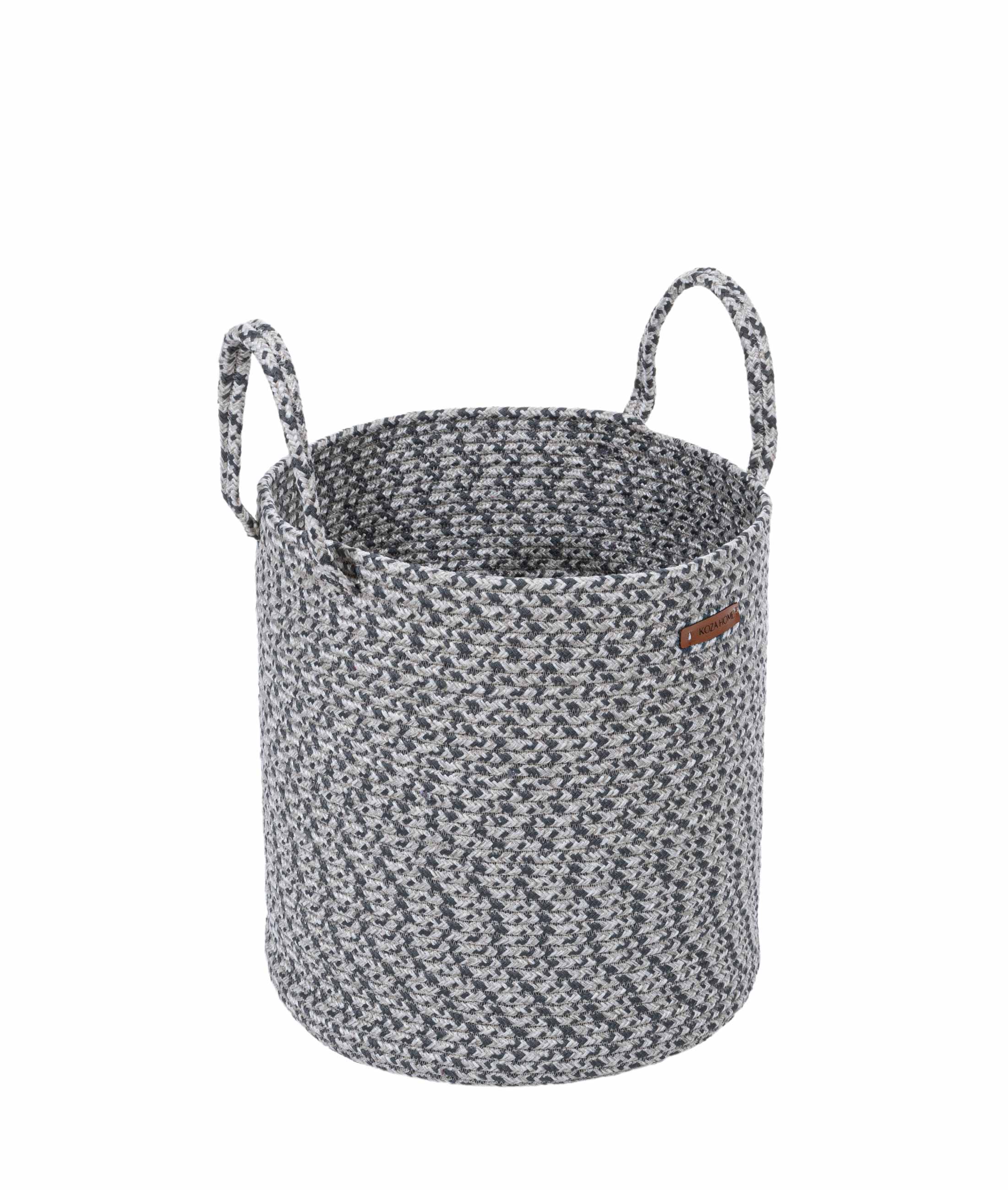 Cesta Handmade Cotton Gray Anthracite Wicker Decorative Basket with Handle 35cmx50cm