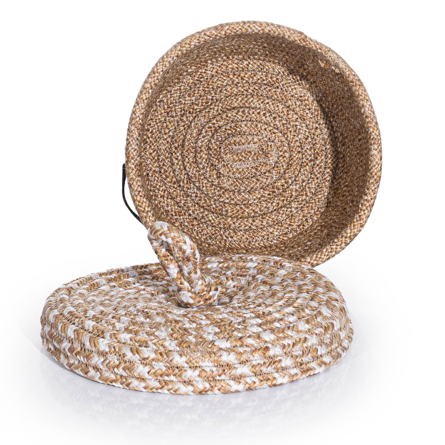Cesta Lid Handmade Cotton Natural Beige Wicker Decorative Basket 15cm