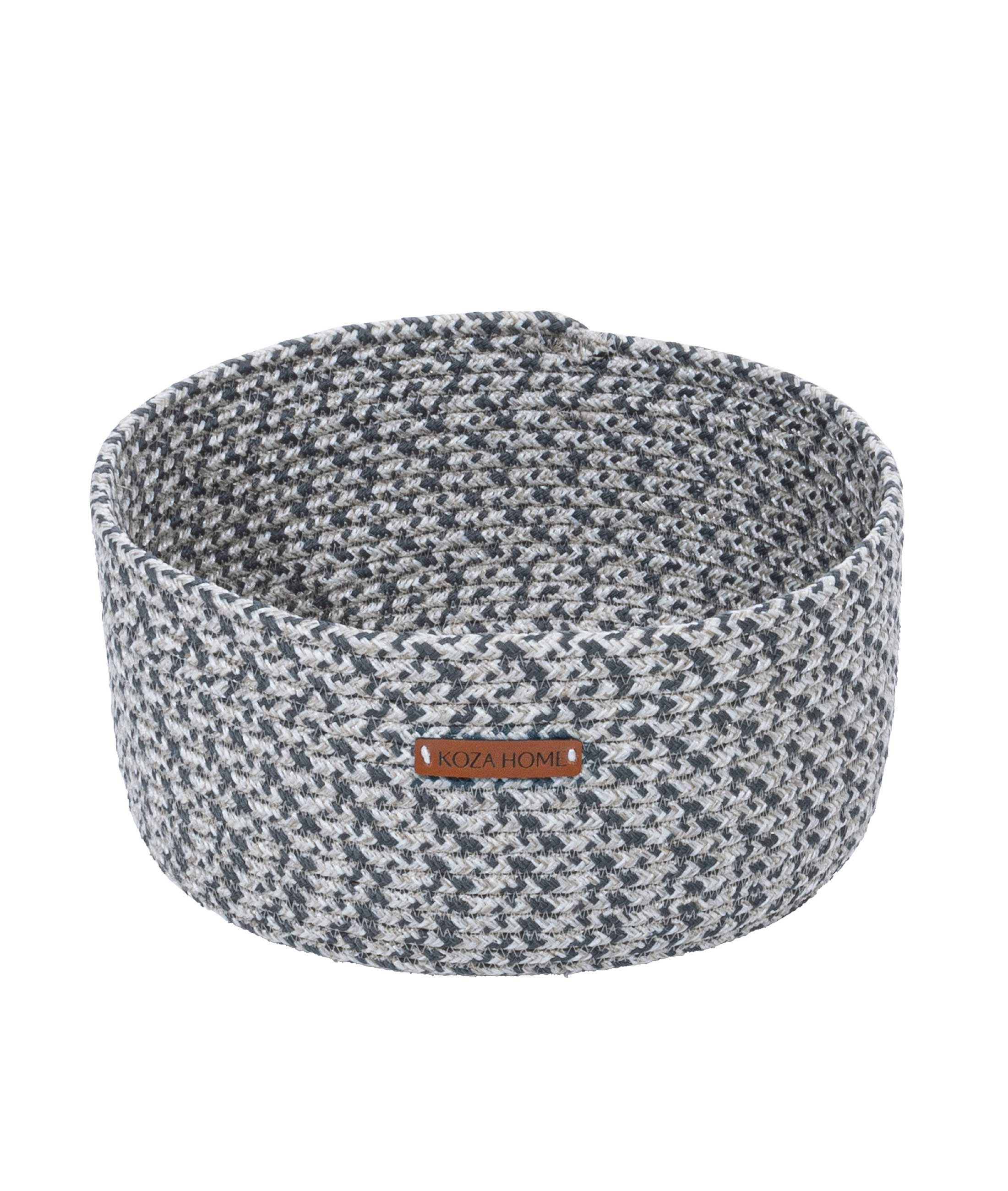 Cesta Handmade Cotton Gray Anthracite Wicker Decorative Basket 30cm