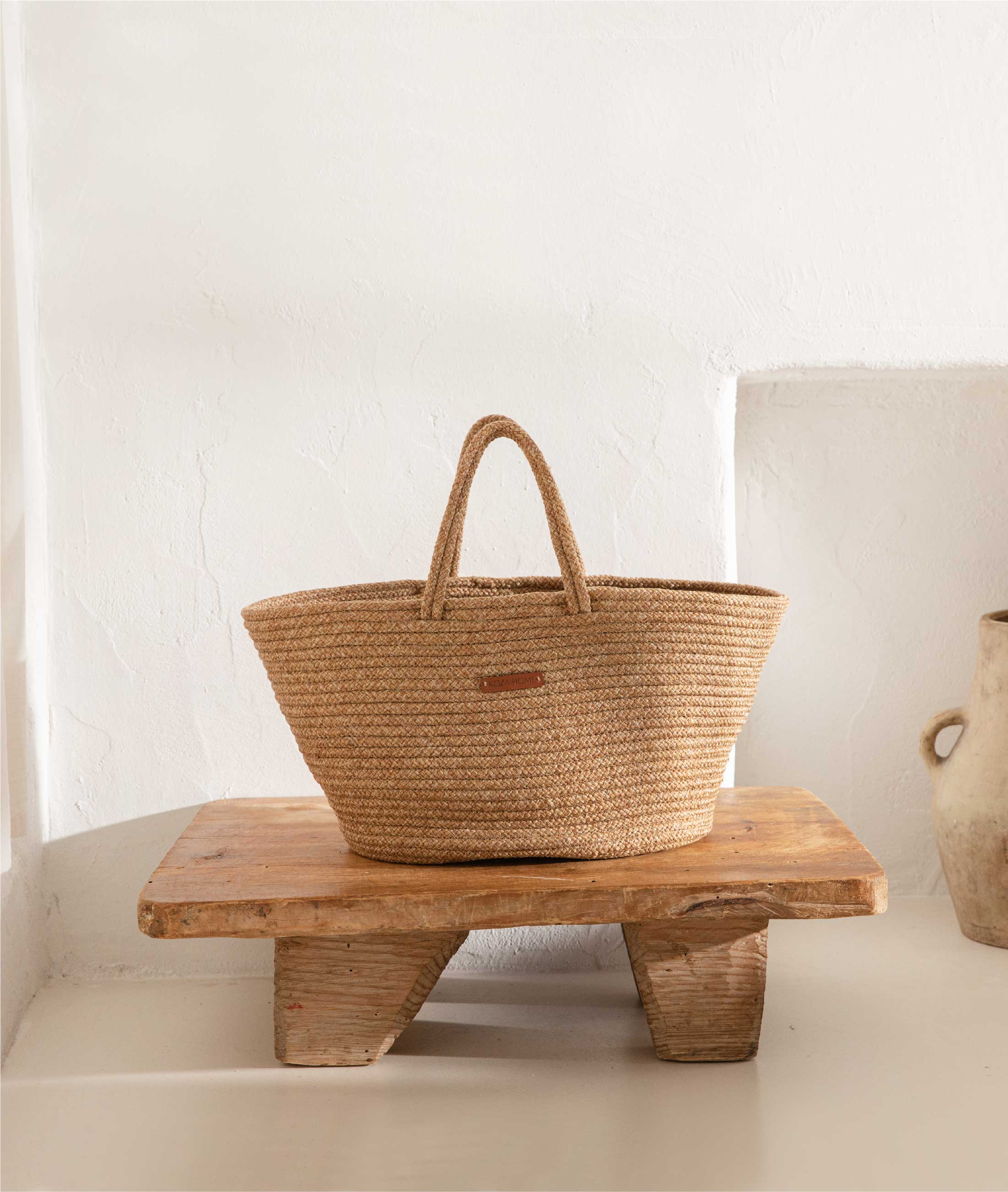 Cesta Handmade Cotton Natural Straw Decorative Carrying Bag