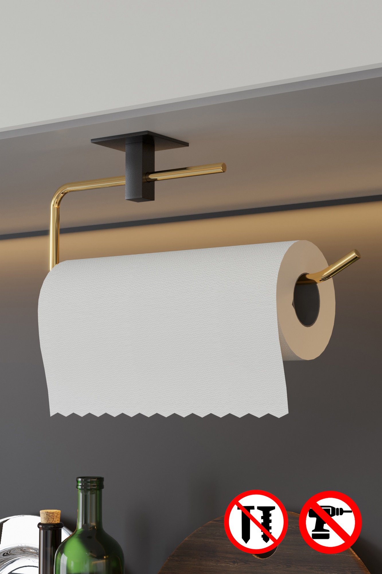 Gold Stainless Steel Paper Towel Holder