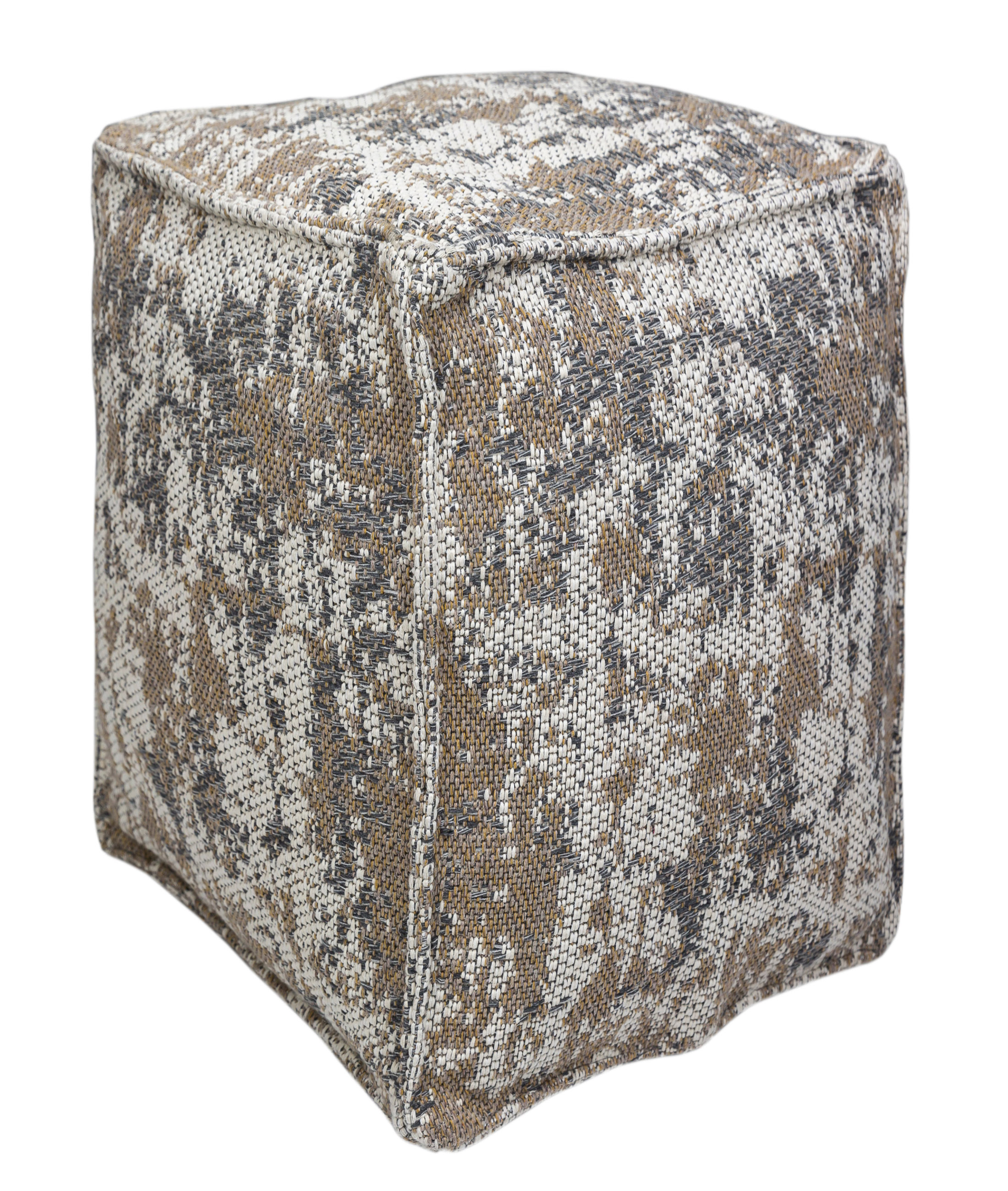 Casa Cotton Mustard Mink Cube Pouf B2694A 50 x 50
